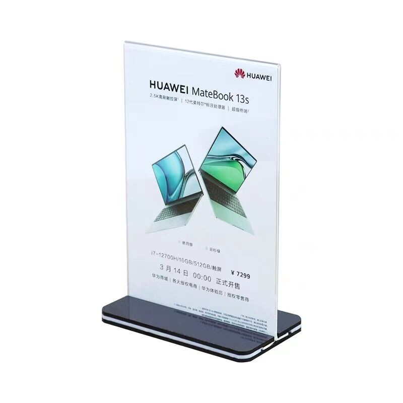 6-Pcs T Shaped Double Sided Acrylic Sign Holder Table Top Display Stand