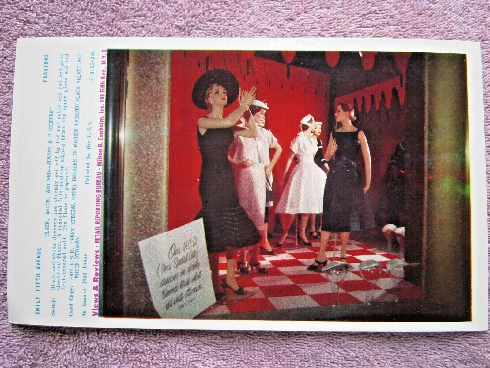 1955 EMILY FIFTH AVE STORE WINDOW DISPLAY V.S.D. DRESSES PHOTOGRAPH PRINT #219