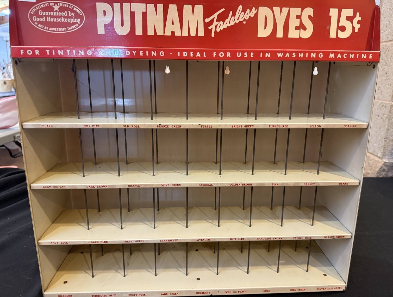Putnam Dyes Vintage Counter/Wall Display Cabinet Great Graphics