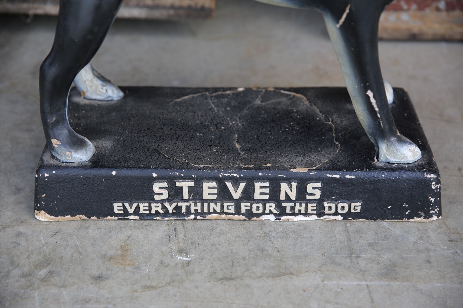 Antique Store Counter Display STEVENS Dog Food Bulldog Terrier Vintage Dog Sign