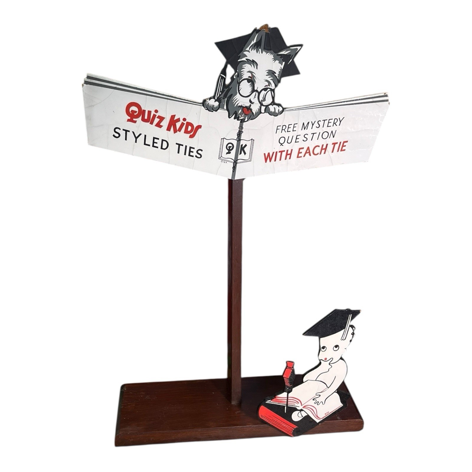 Vintage 1940s Store Display New Old Stock “Quiz Kids” Radio Q&A Show Tie Display