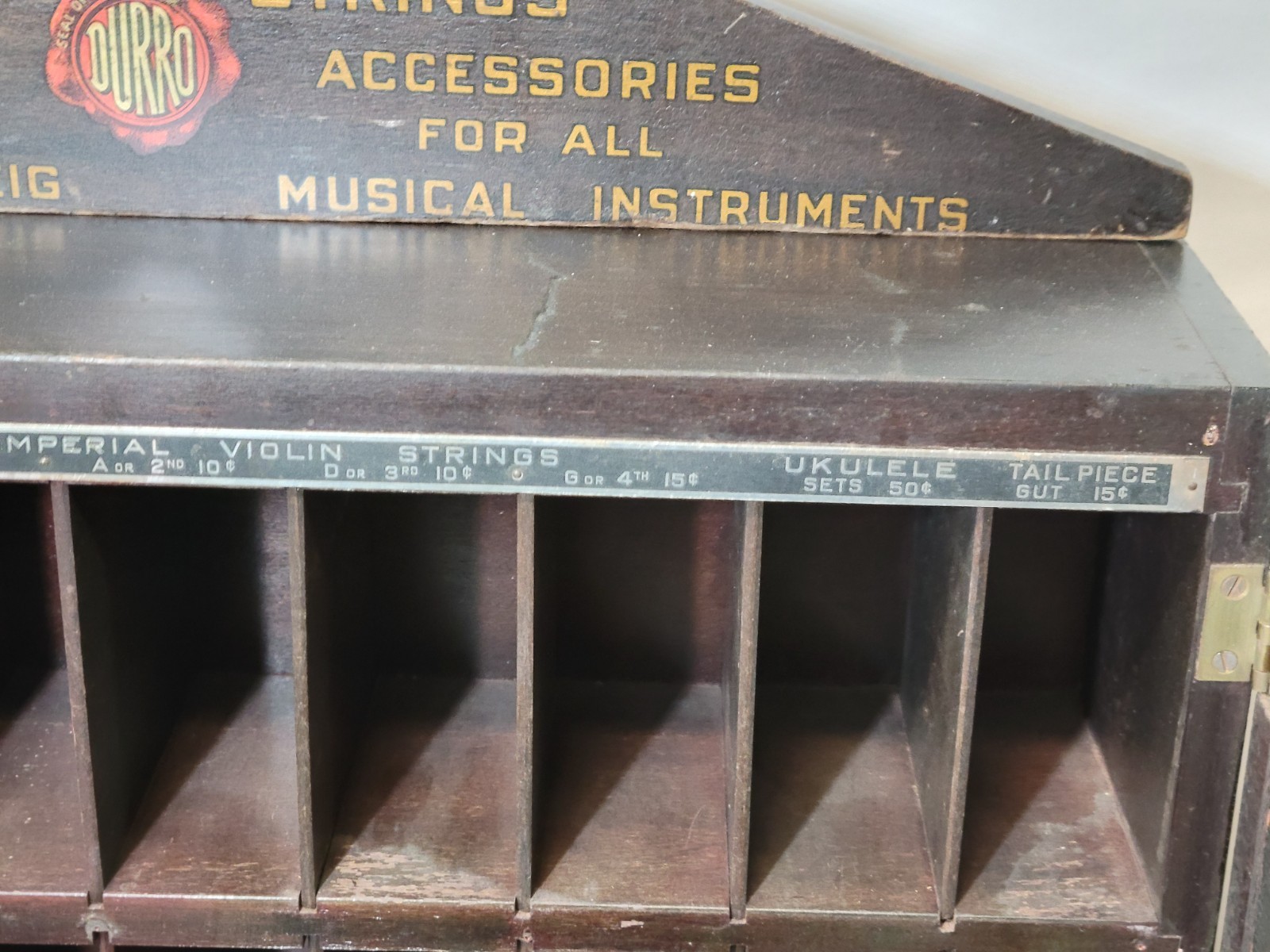 Musical Instrument Strings Store Display Cabinet Antique Violin Guitar Banjo 20s