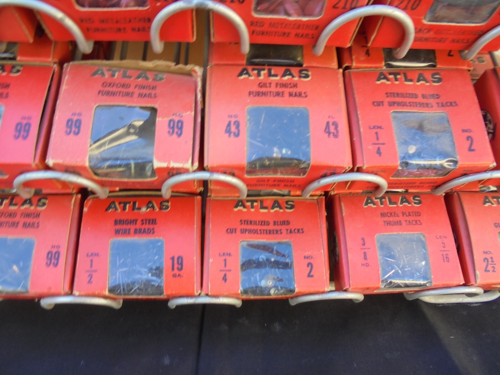 Atlas Tack And Nail Countertop Display Rack Metal Advertising Sign & Nails Tacks