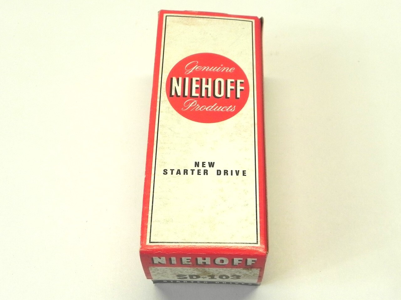 VINTAGE NIEHOFF STARTER DRIVE DISPLAY BOX *BOX ONLY* #1126 5.50″x2.25″x2.25″ NEW