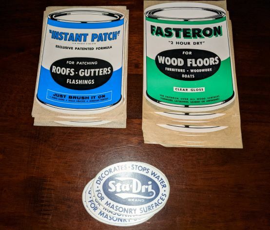 1970’S ADVERTISING STICKERS – LOT OF 35 INSTANT PATCH, FASTERON, STA-DRI