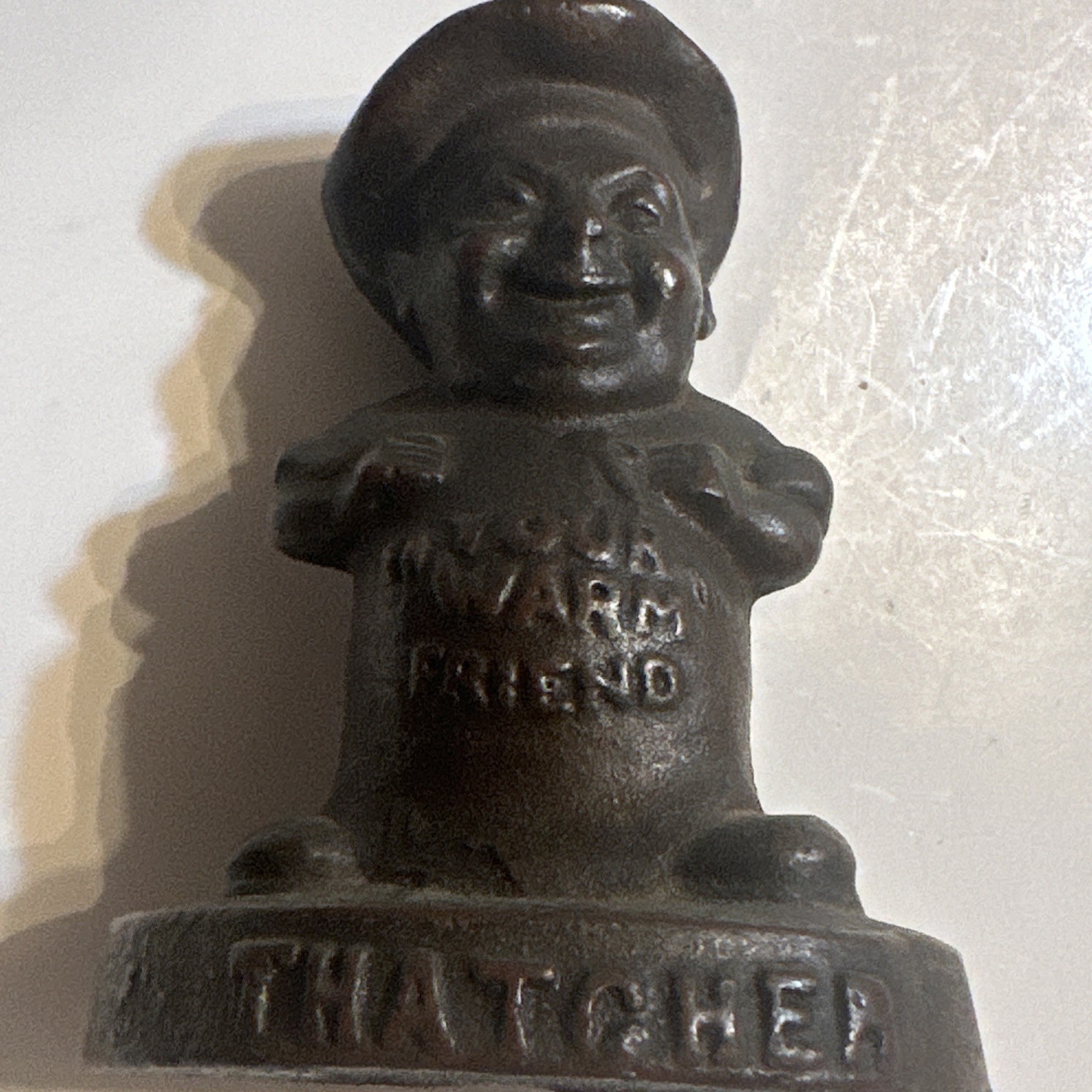 Antique 1900’s Thatcher Furnace Co. Advertising, Cast Iron Figurine, Paperweight