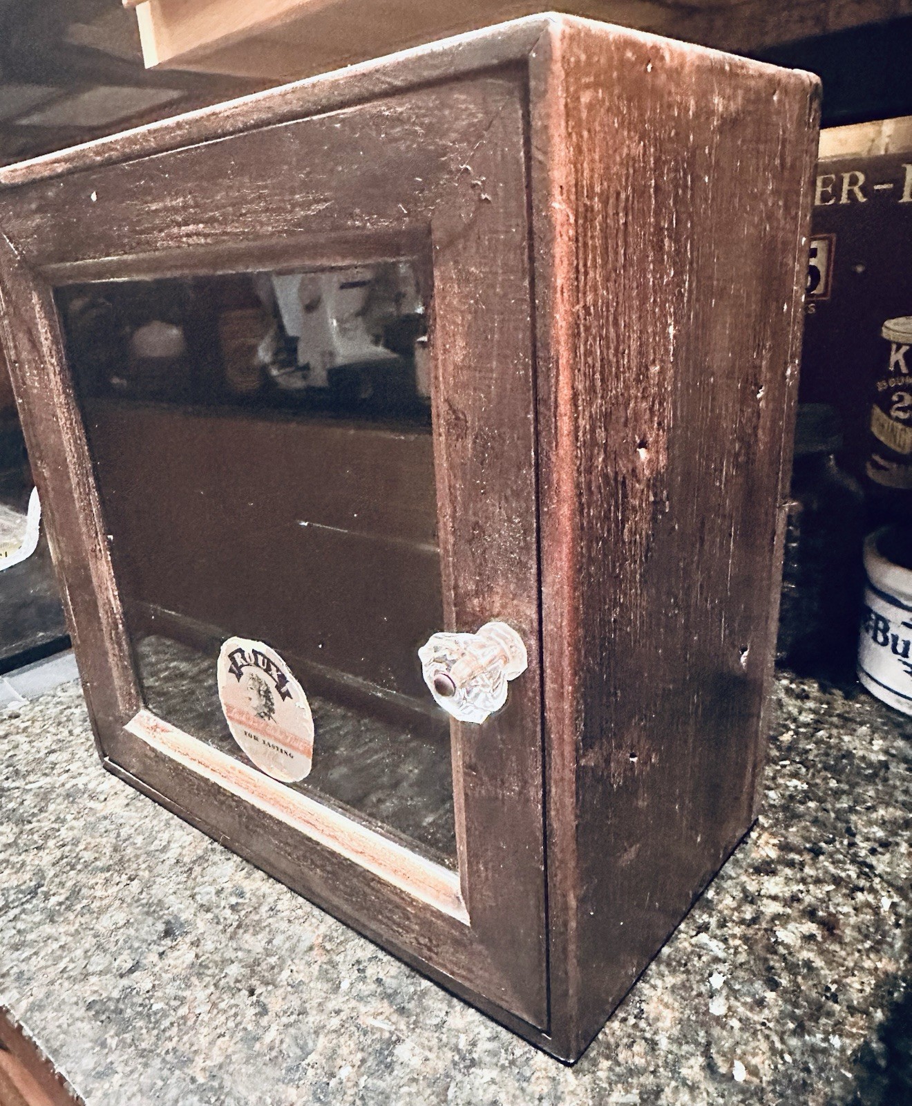 Antique Roux Lash & Brow Tint Beauty Salon/General Store Cabinet Display Case