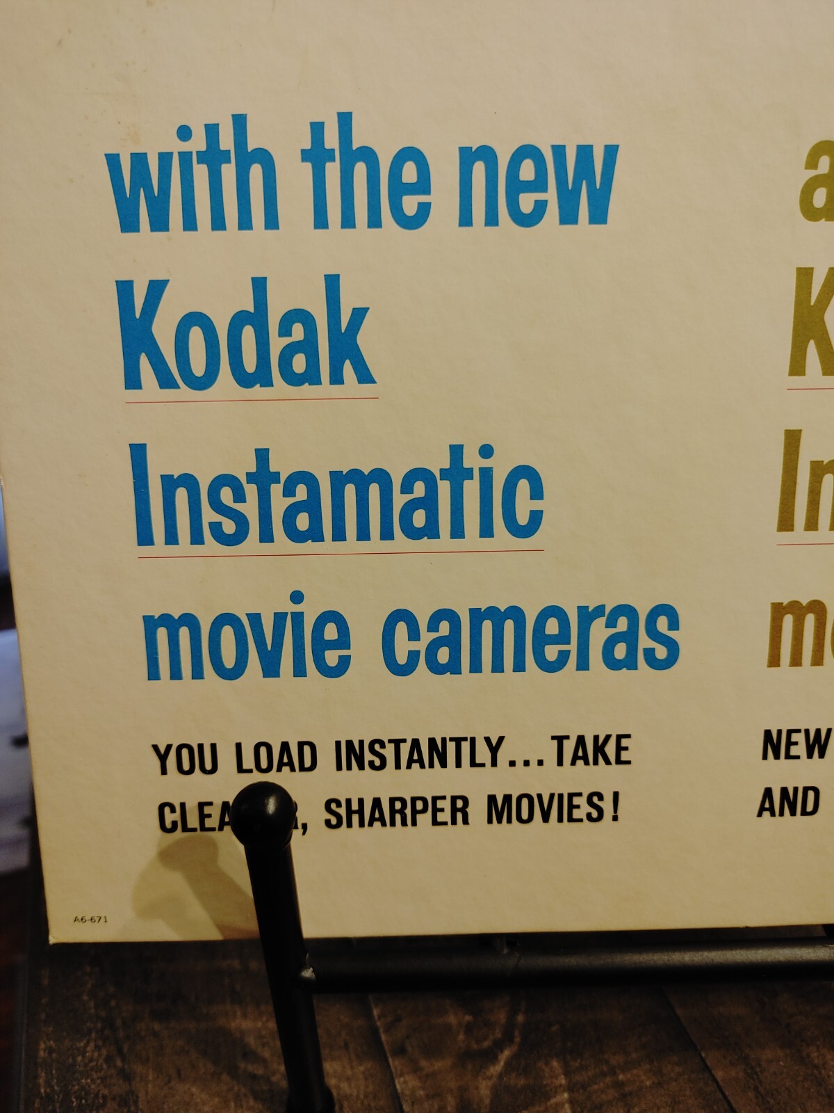 Vintage Kodak Instamatic Film Easel Back Counter Top Cardboard Store Display