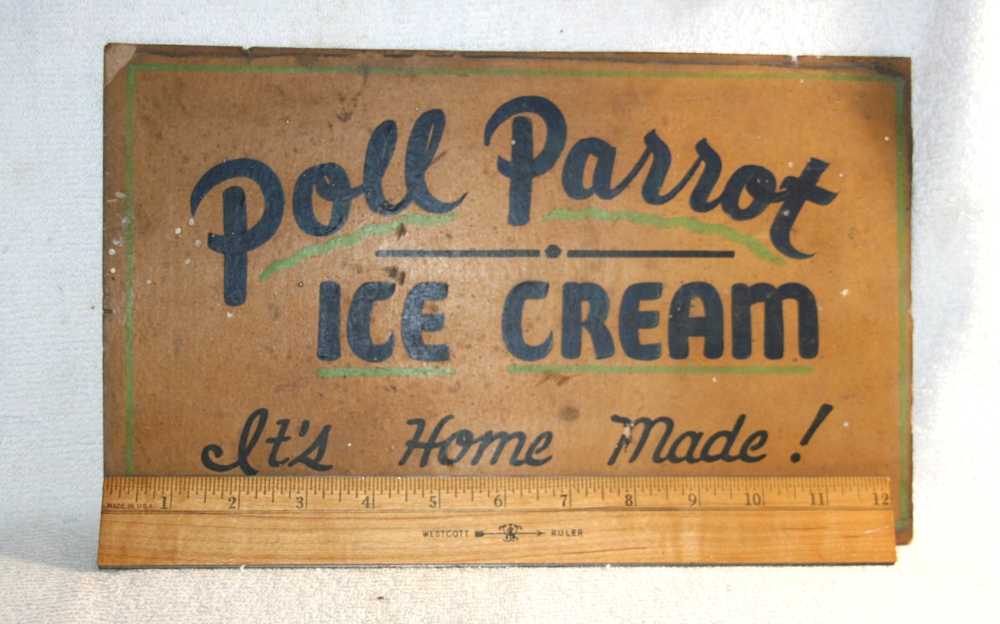VINTAGE POLL PARROT ICE CREAM ADVERTISING SIGN