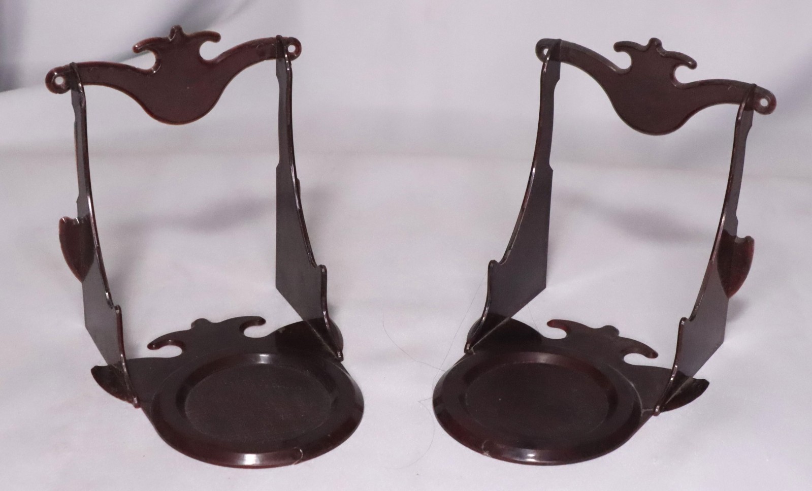 Vintage Set of 2 Brown Celluloid Cup & Saucer Display Stands