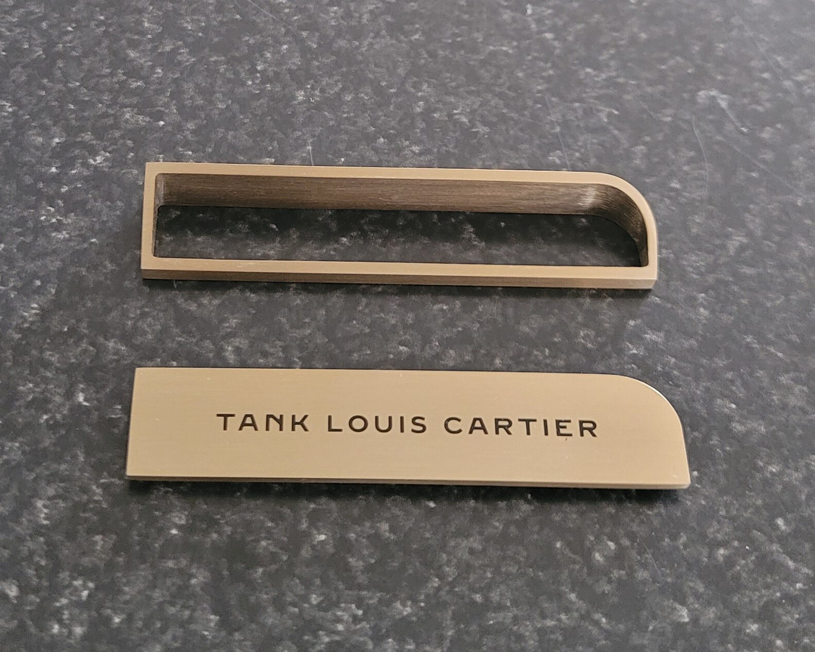 ORIGINAL CARTIER “TANK LOUIS CARTIER” DEALER’S BRASS PLAQUE BRAND NEW