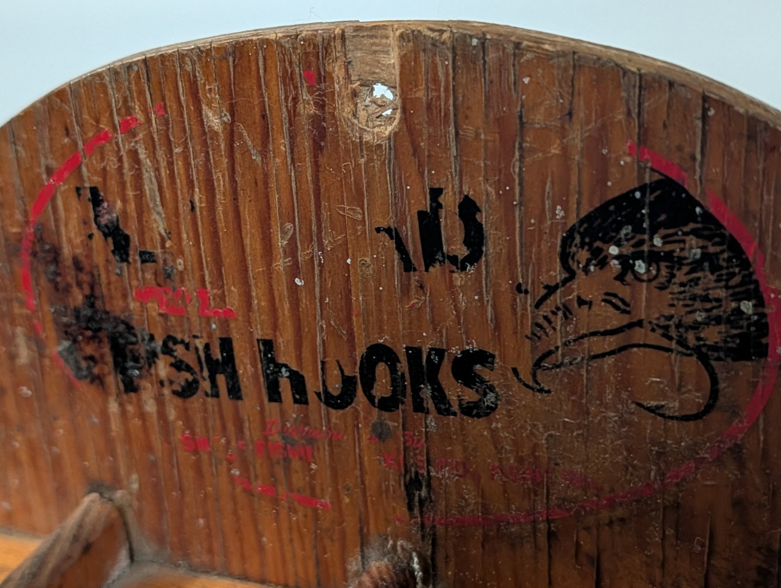 Antique SHOFF Kent, WA Fishing Hook Lure Store Display. Wood. Rustic Vintage