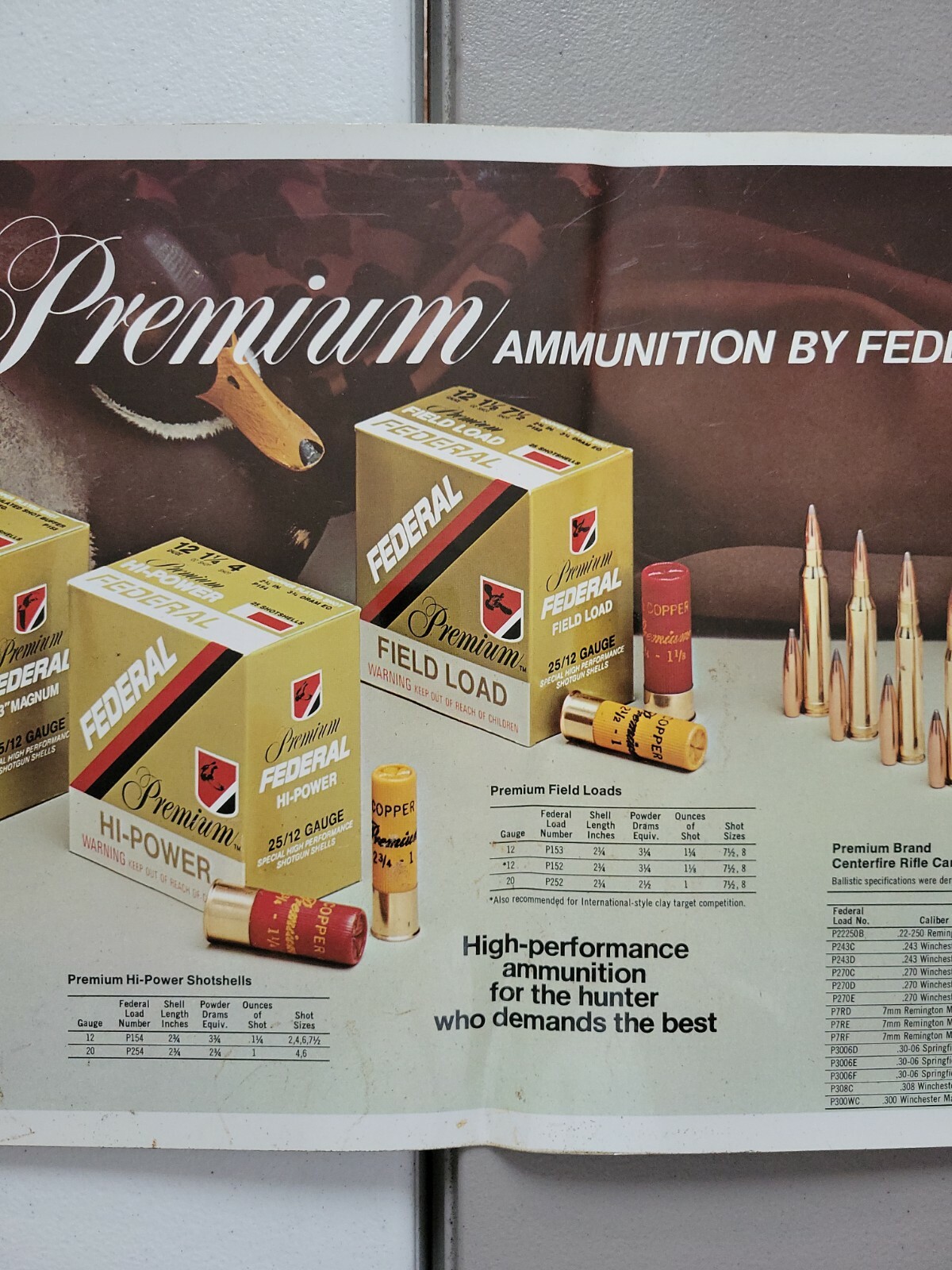 Vintage Federal Ammo Size Chart Gun Store Advertising Counter Mat Rifle Rest
