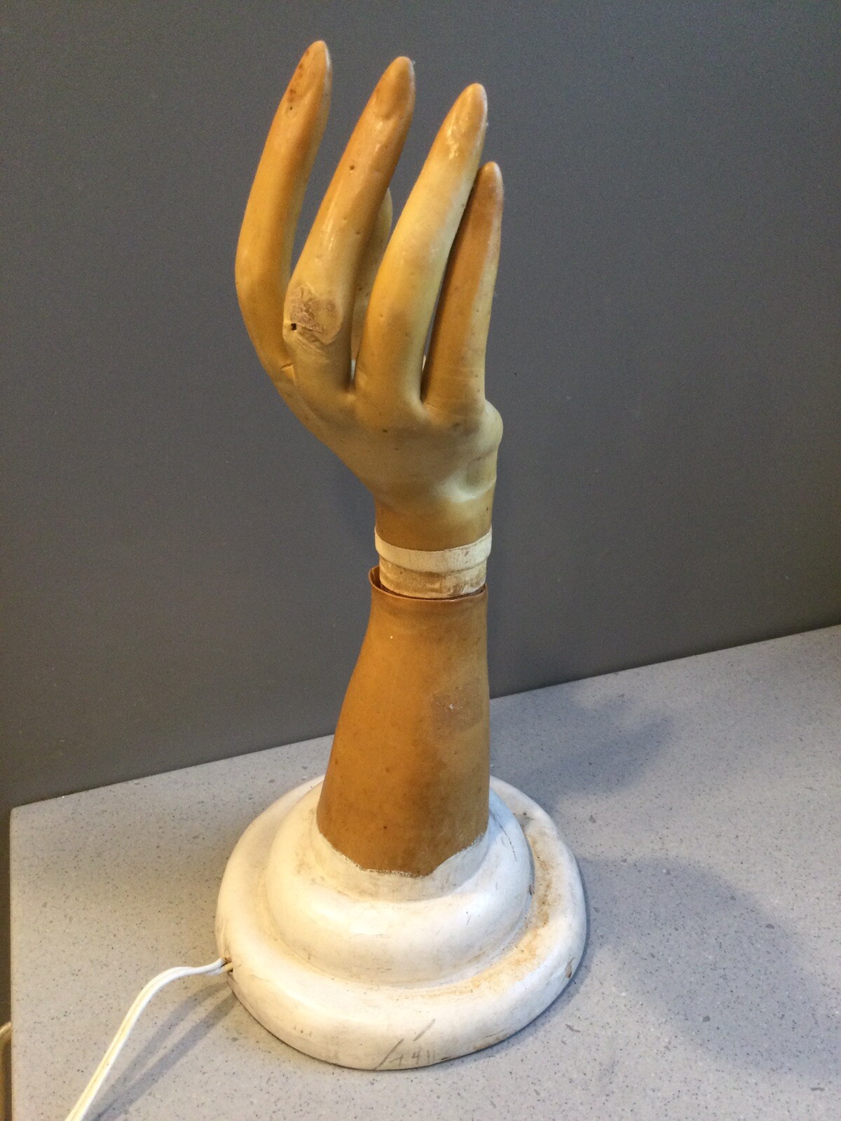 Antique Mechanical Rotating Hand Mannequin Store Display Advertising Sculpture