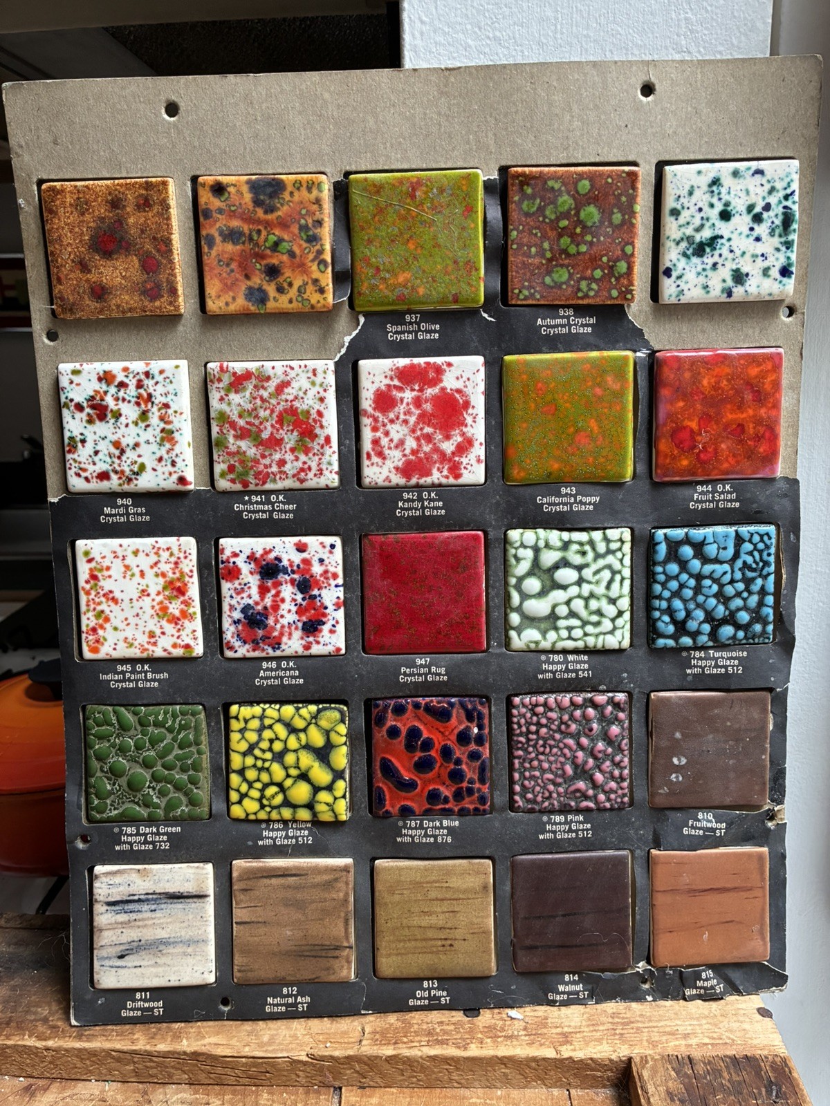 Vintage Ceramichrome Store Display Ceramic Glazes Sample Board Crystal Glazes+