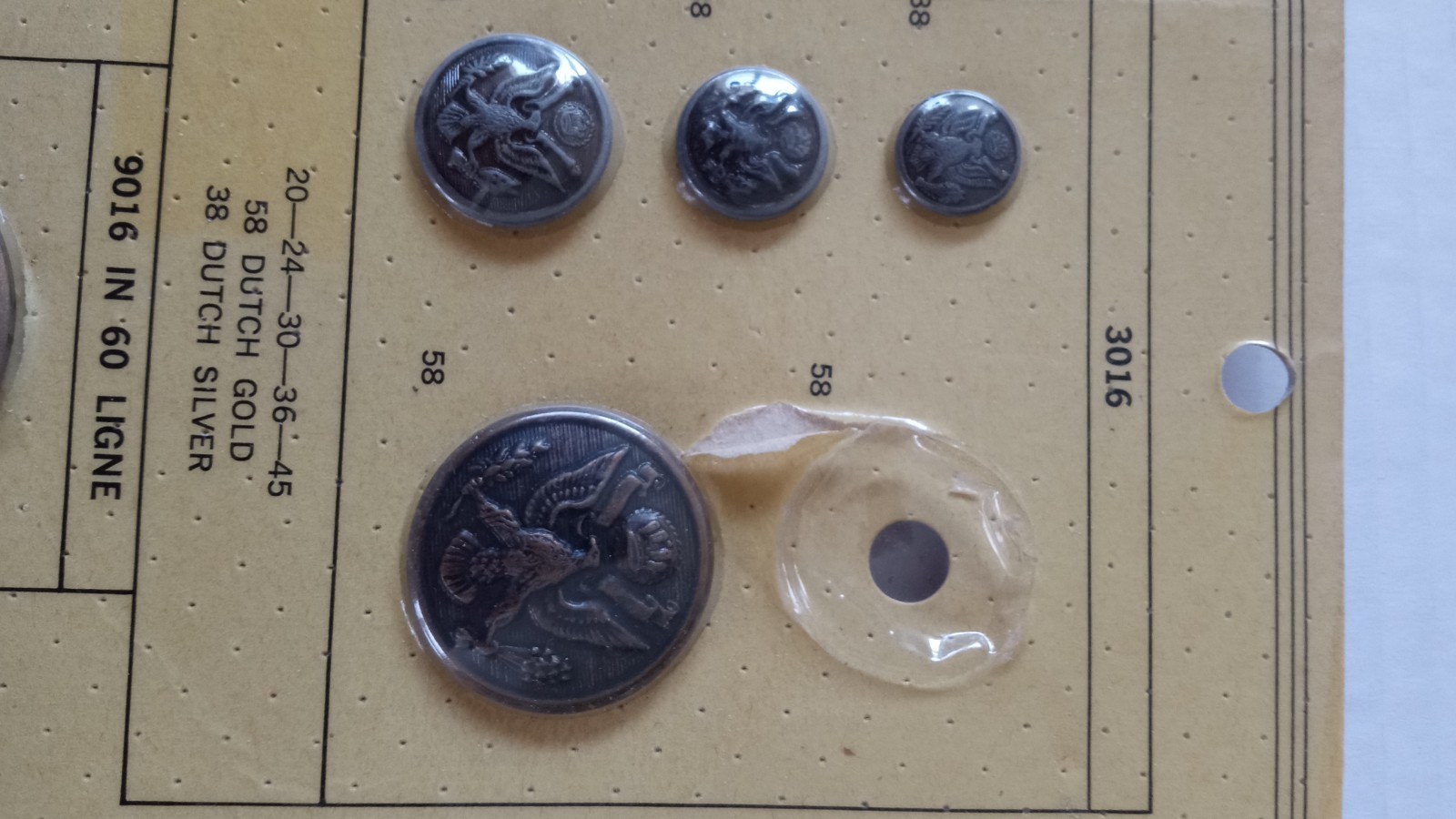 Vintage Salesman Button Display Military 2 Cards