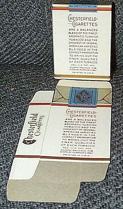 1930 NOS ONE PIECE LIGGETT & MYERS CHESTERFIELD ADVERTISING DISPLAY PACKS