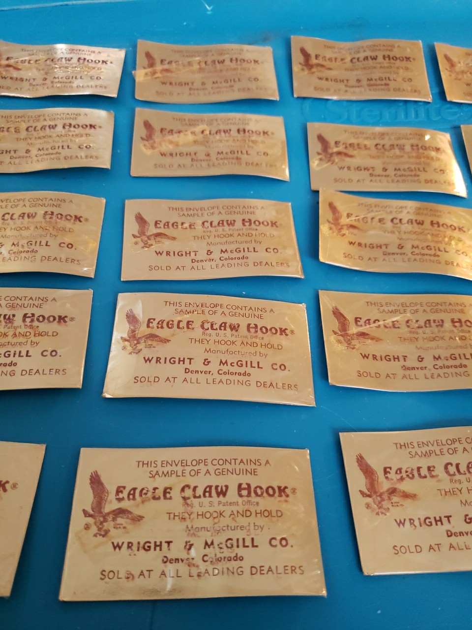 Vintage Wright McGill Eagle Claw Hooks Fishing Salesman Sample Cards Lot of 24