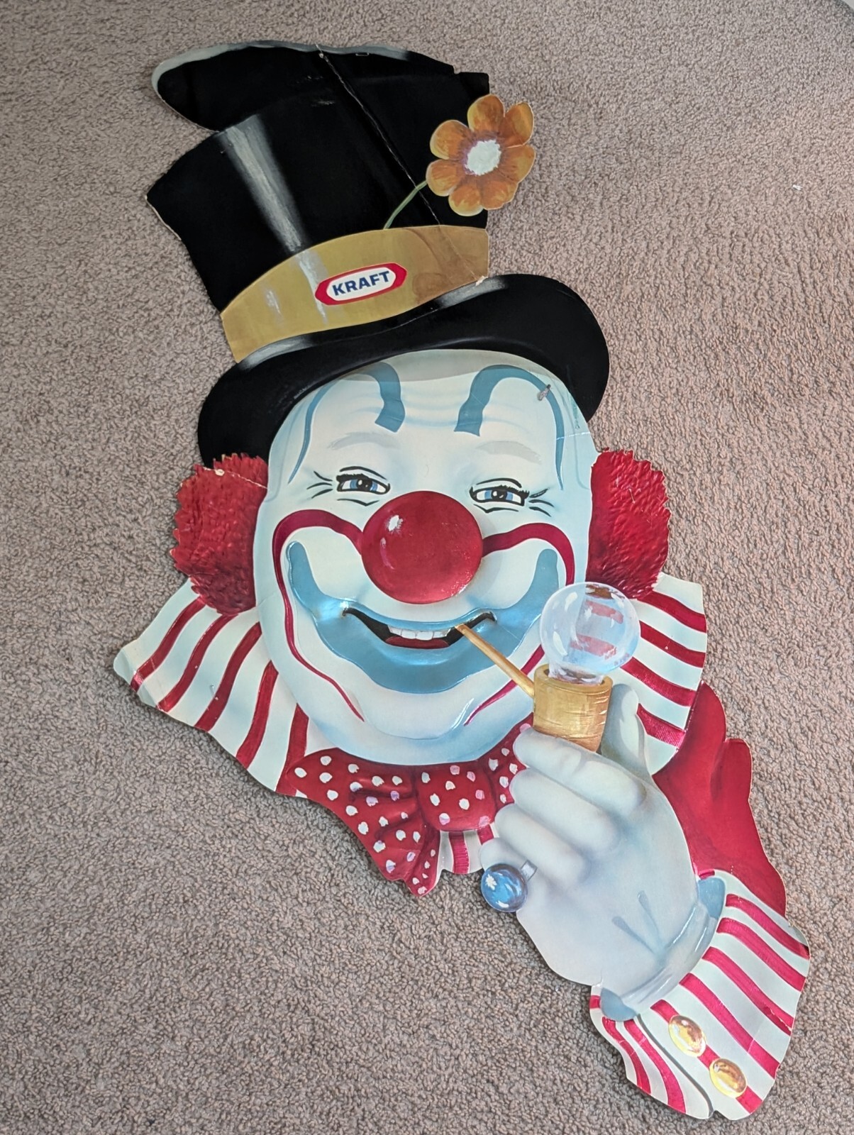 Vintage 1970s Kraft foods Wonderflex Circus Clown 45″x 21″ Advertisement
