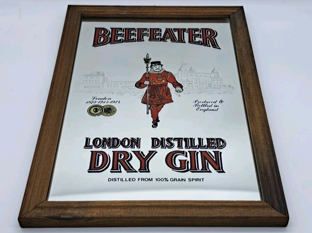 MIRROR FRAME-BEEFEATER LONDON DISTILLED GIN-MIRROR PAINTING PICTURES-VINTAGE