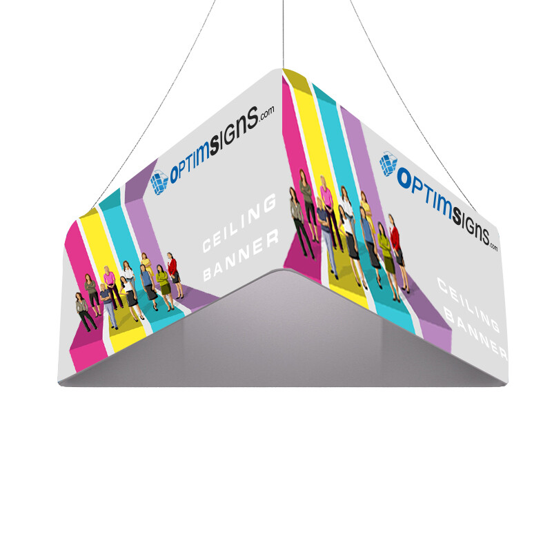 Custom Printing Fabric Triangle Trade Show Advertising Ceiling Hanging Banner