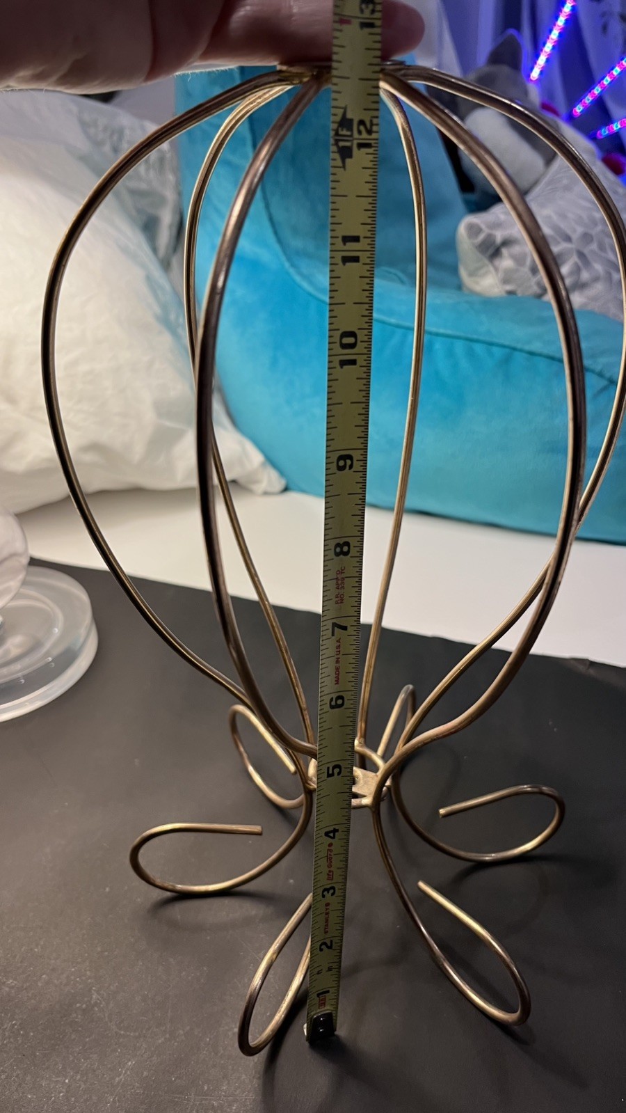 Vintage MCM Gold Metal Wire Store Display Hat Or Wig Stand