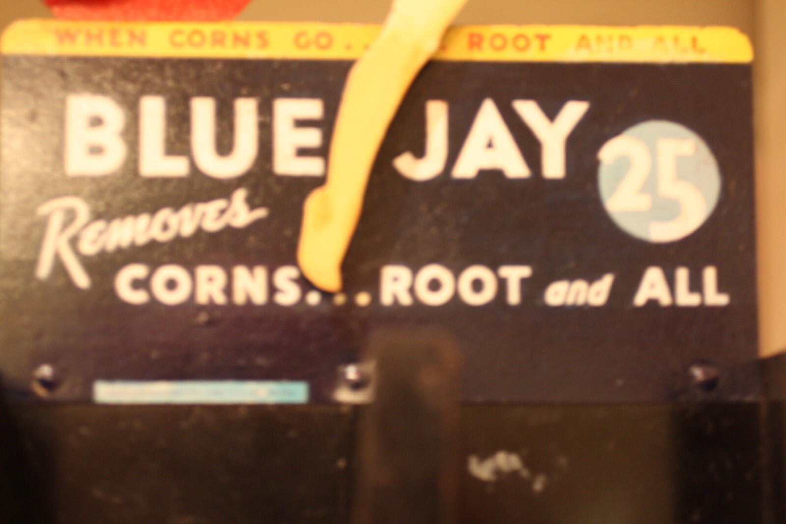 BLUE-JAY Advertising Metal Display Co. Corn Plaster Cure Salve Nodder Rocks RARE