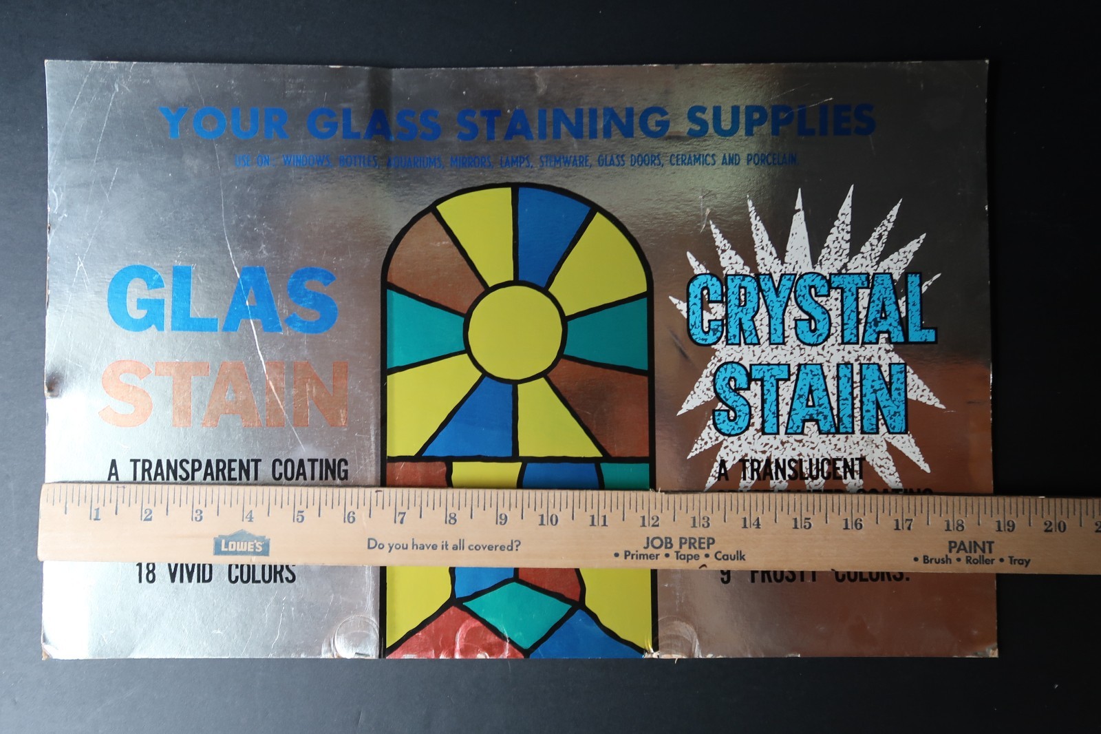 Glas Crystal Stain Store Display Hobby Shop Advertising Man Cave She Shed
