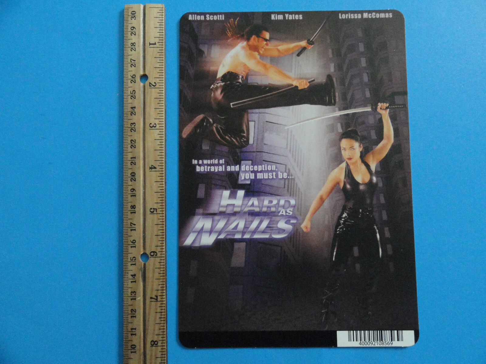 HARD AS NAILS -ALLEN SCOTTI – BLOCKBUSTER VIDEO BACKER CARD 5″X8″