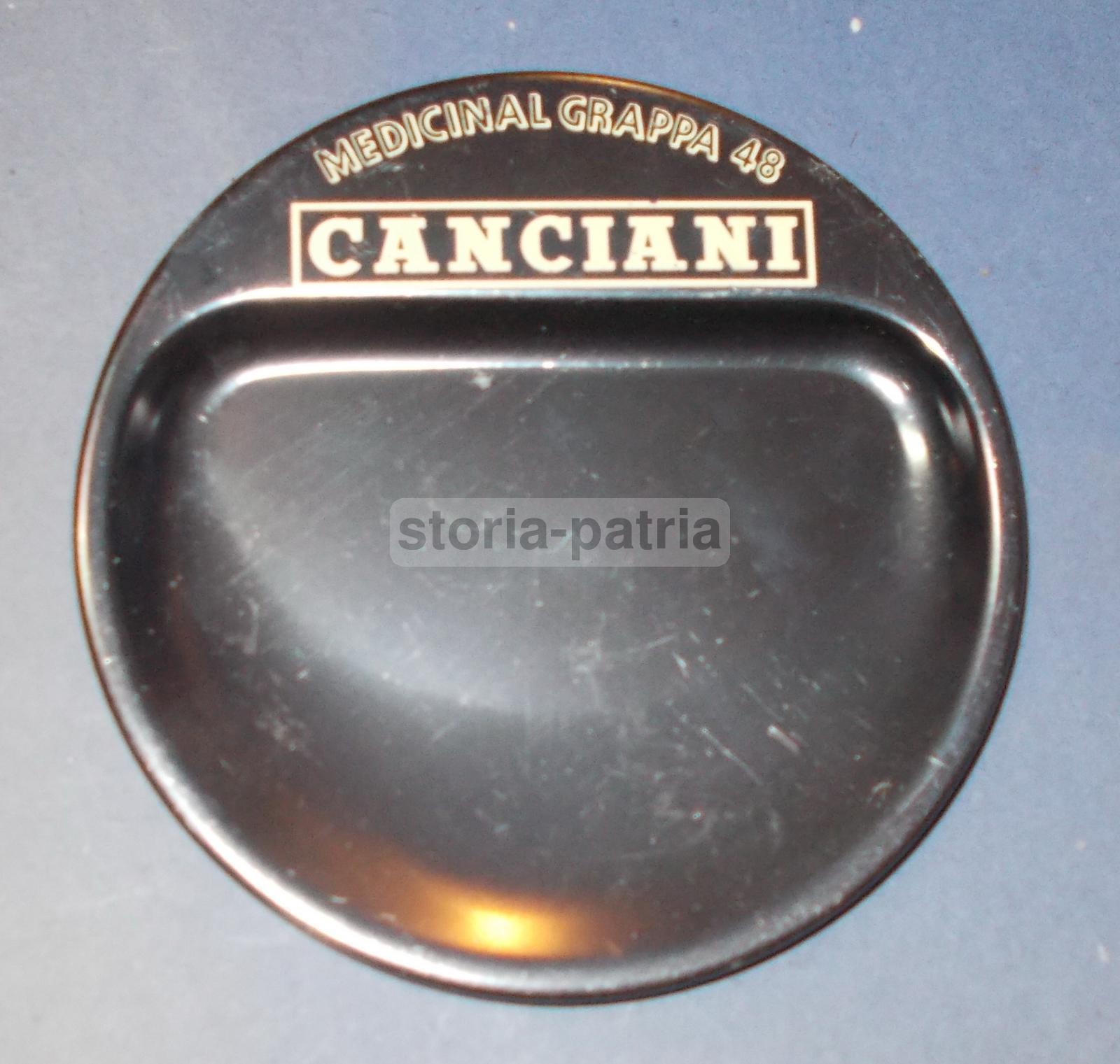 UNUSUAL ADVERTISING TRAY_ASHTRAY_RETURN_LIQUORS_CANCIANI_METAL