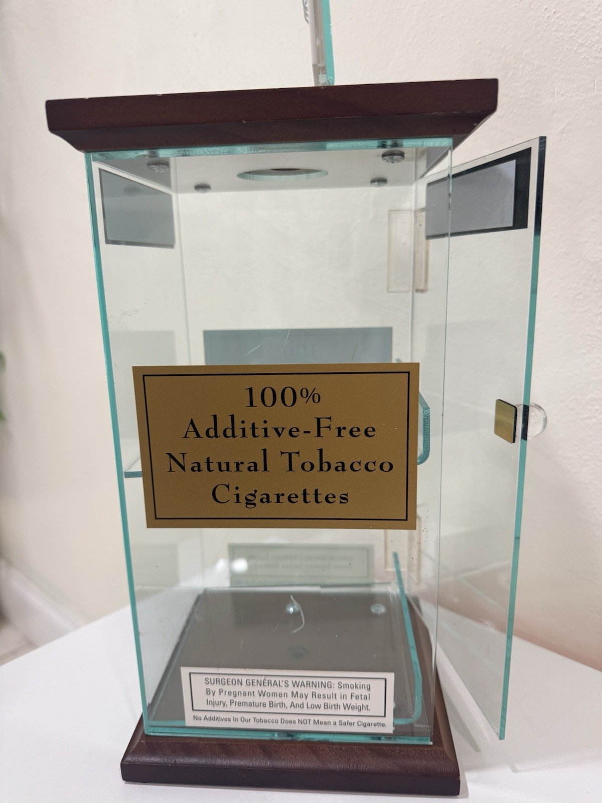 Vintage Nat Sherman Luxury Cigarettes Acrylic Counter Display Case Wood Base