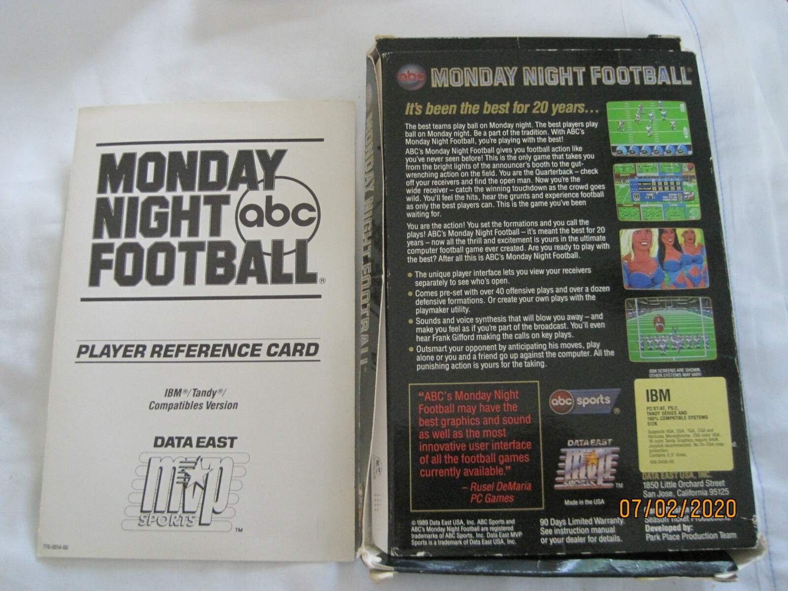 ABC Monday Night Football IBM Vintage 1989 Original box, 3 Manuals, six disks