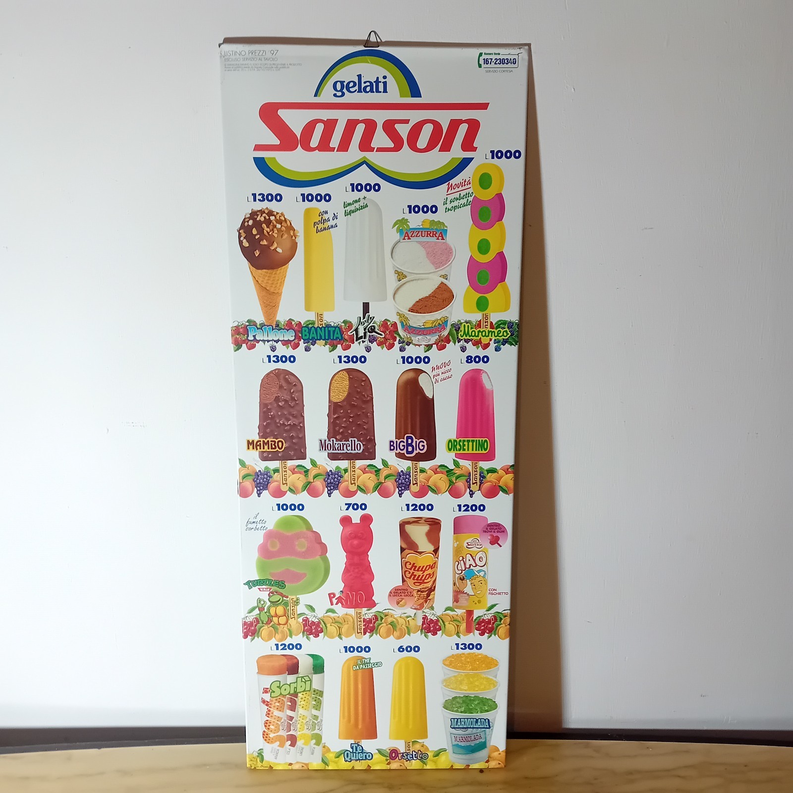 1997 Sanson Ice Cream Table Sign