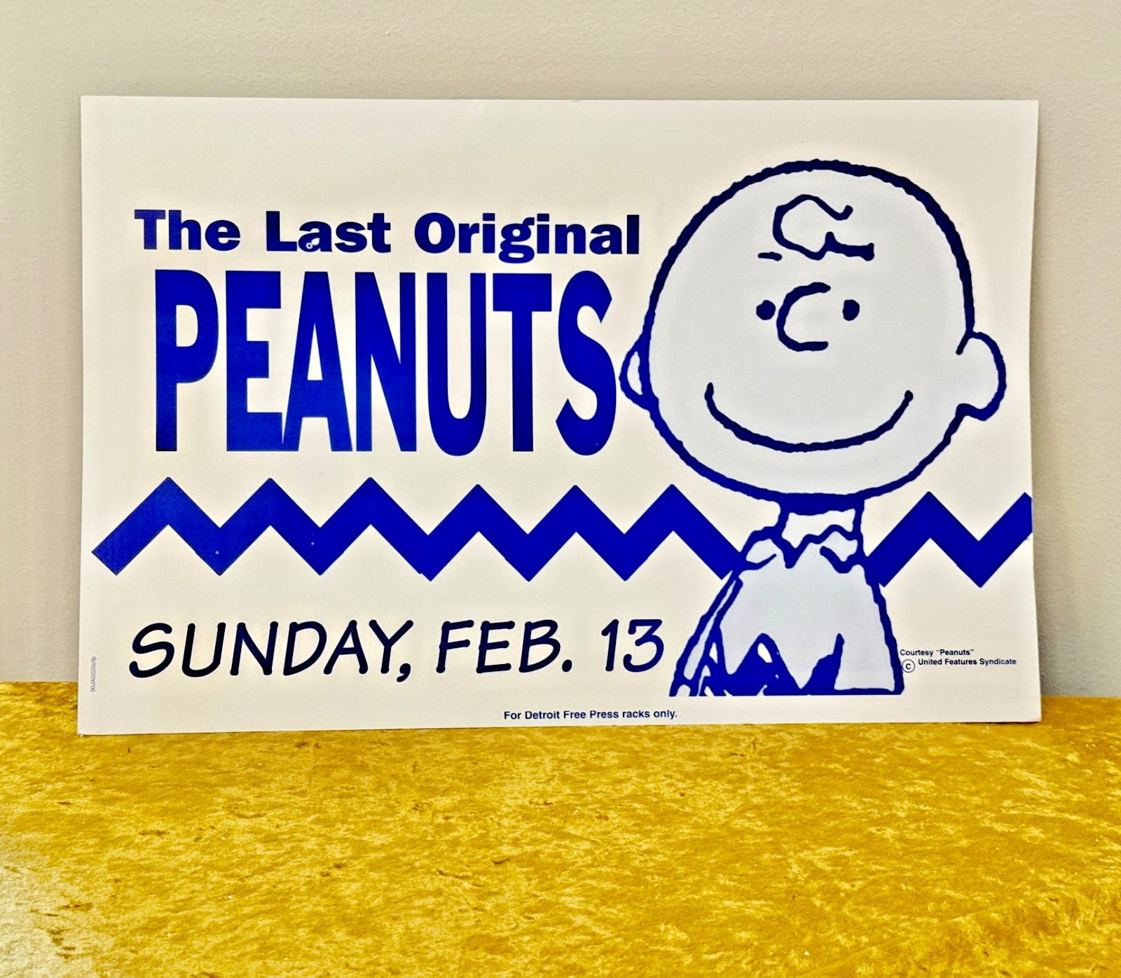 2000 THE LAST ORIGINAL PEANUTS Detroit Free Press NEWSTAND ADVERTISING CARD