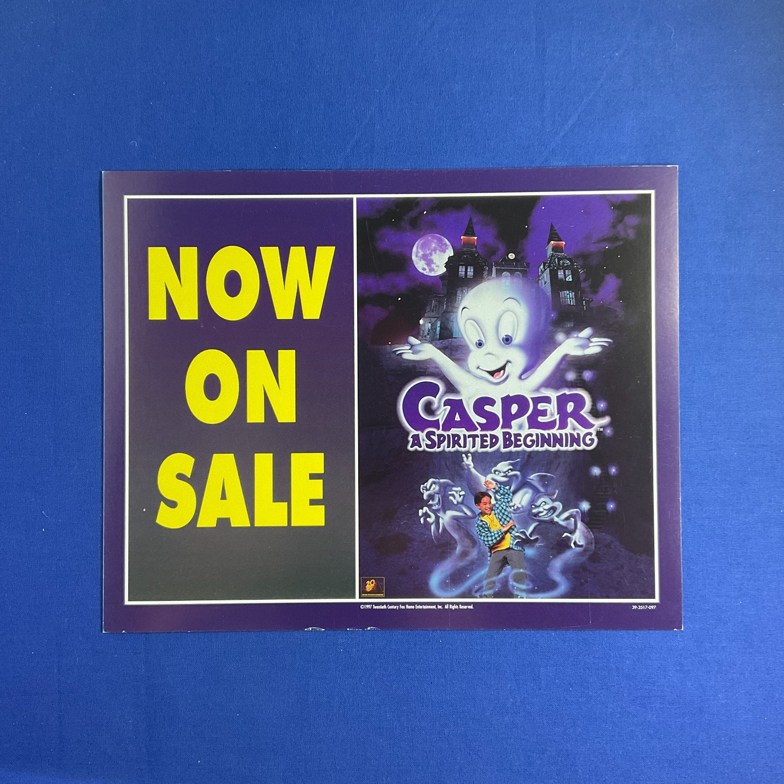 CASPER A Spirited Beginning 1997 Home Video Store Display Sign NOW ON SALE