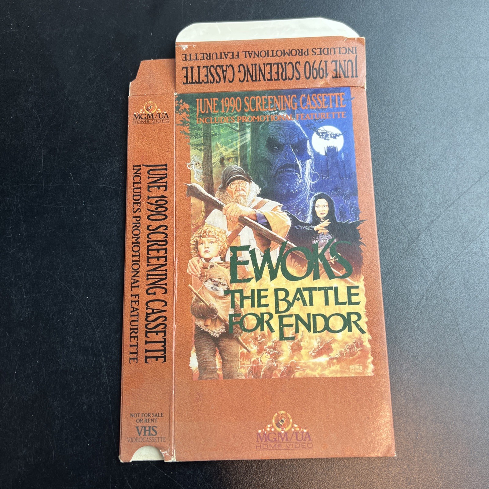 VTG Cardboard Advertisement Sleeve Rent Video Store 1985 Ewoks Battle For Endor