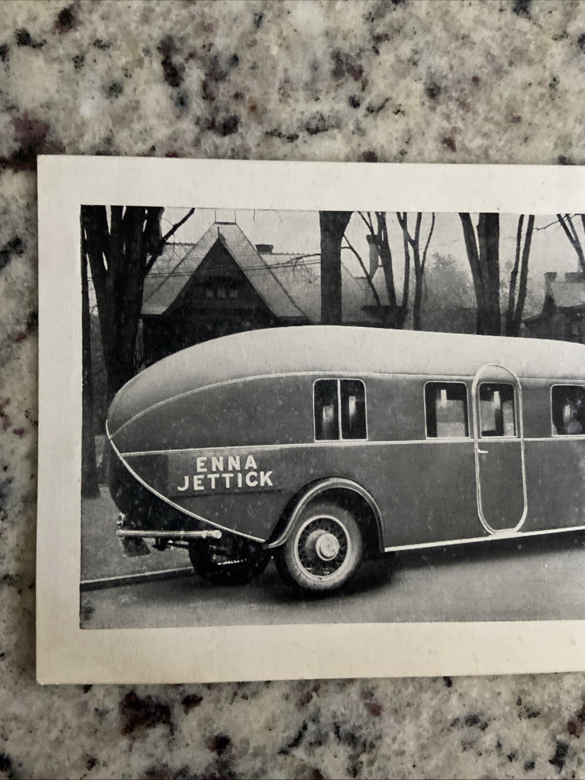 1930 Trade Card Curtiss Airplane Aerocar Trailer Enna Jettick Shoe Sales Display