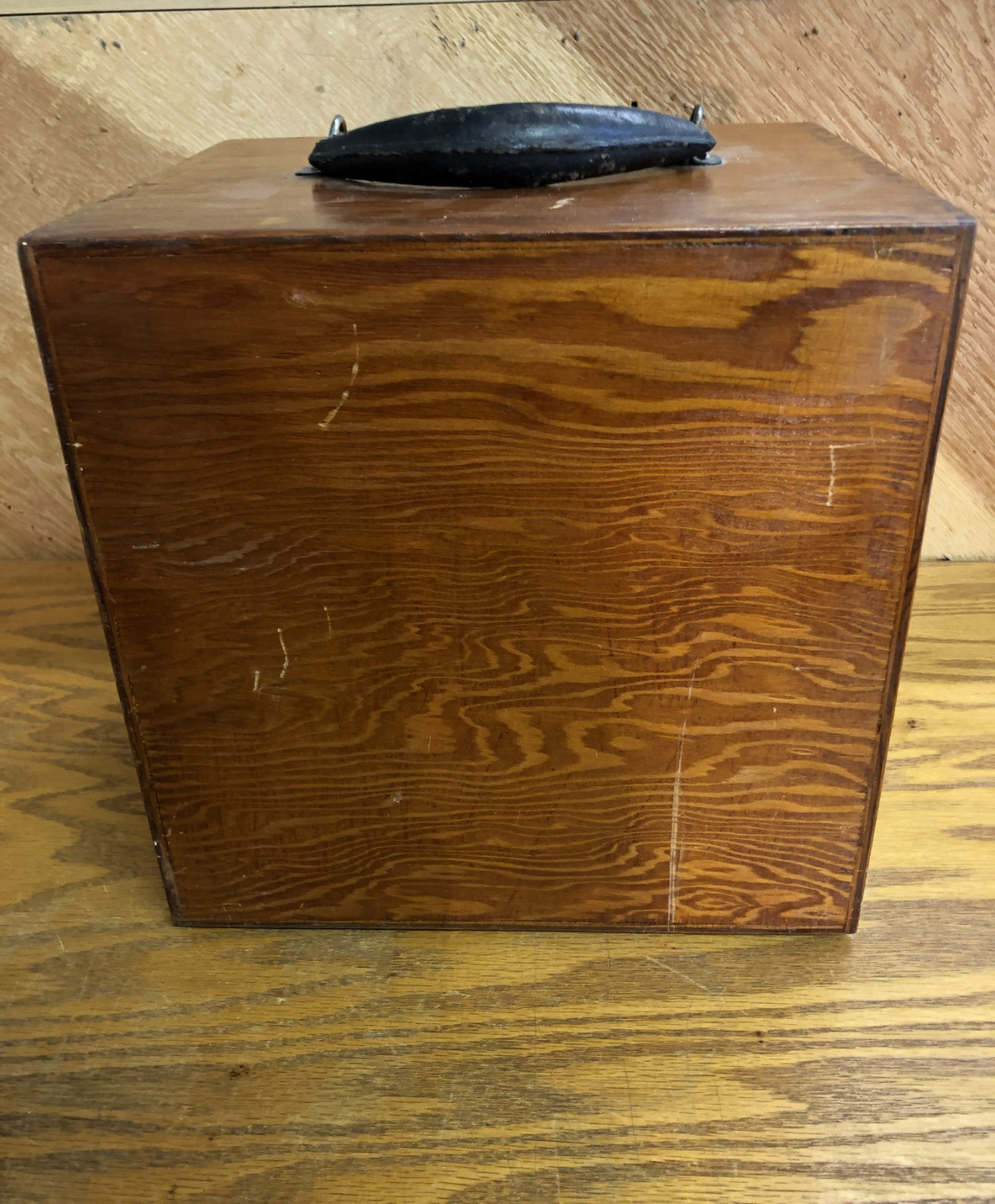 Vintage Wood Pigeon Cubby Hole Salesmans Divided Box W/ Carry Handle Drop Front