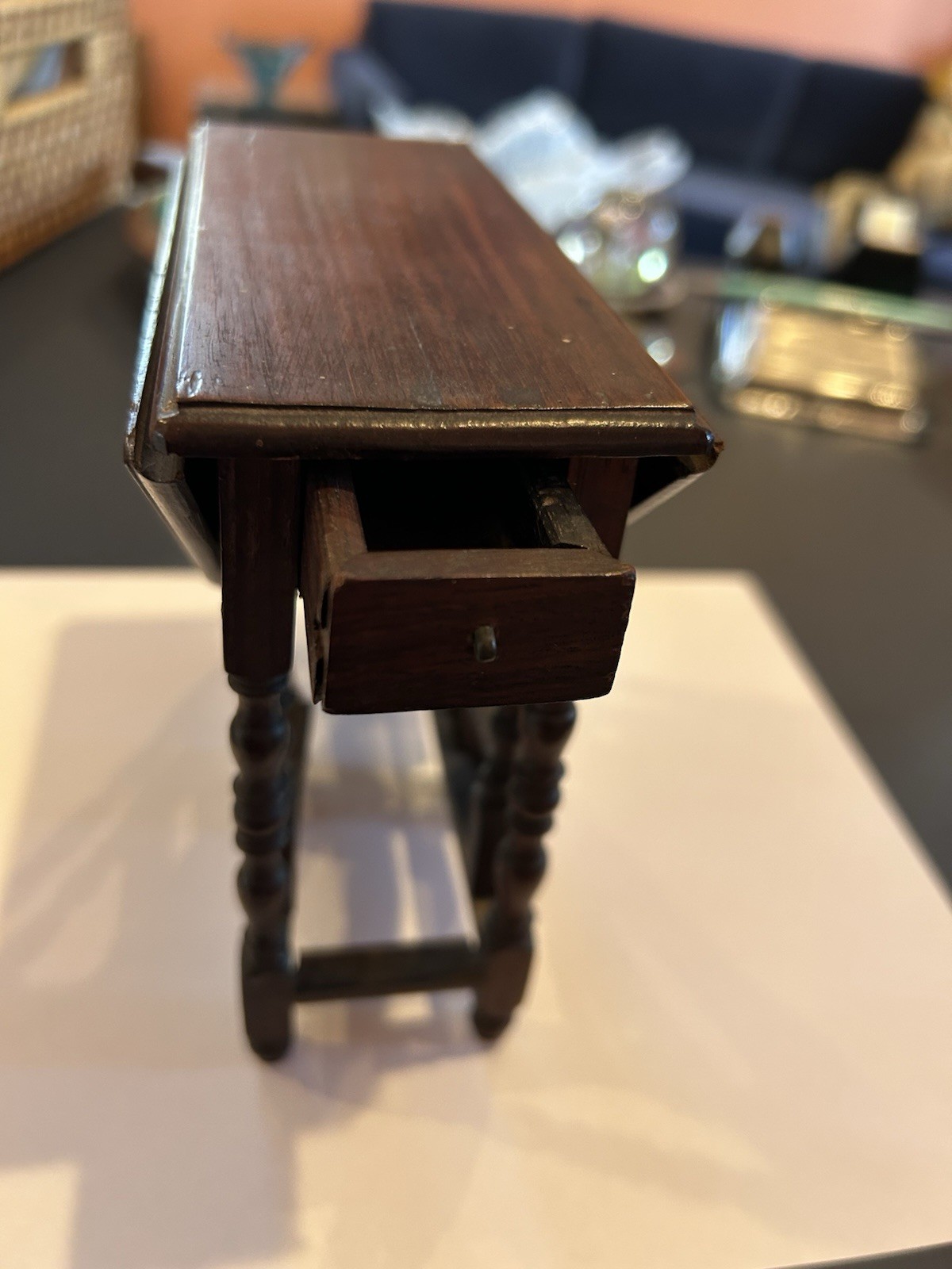 Antique Salesman Sample 1910 Solid Wood Drop Leaf Table