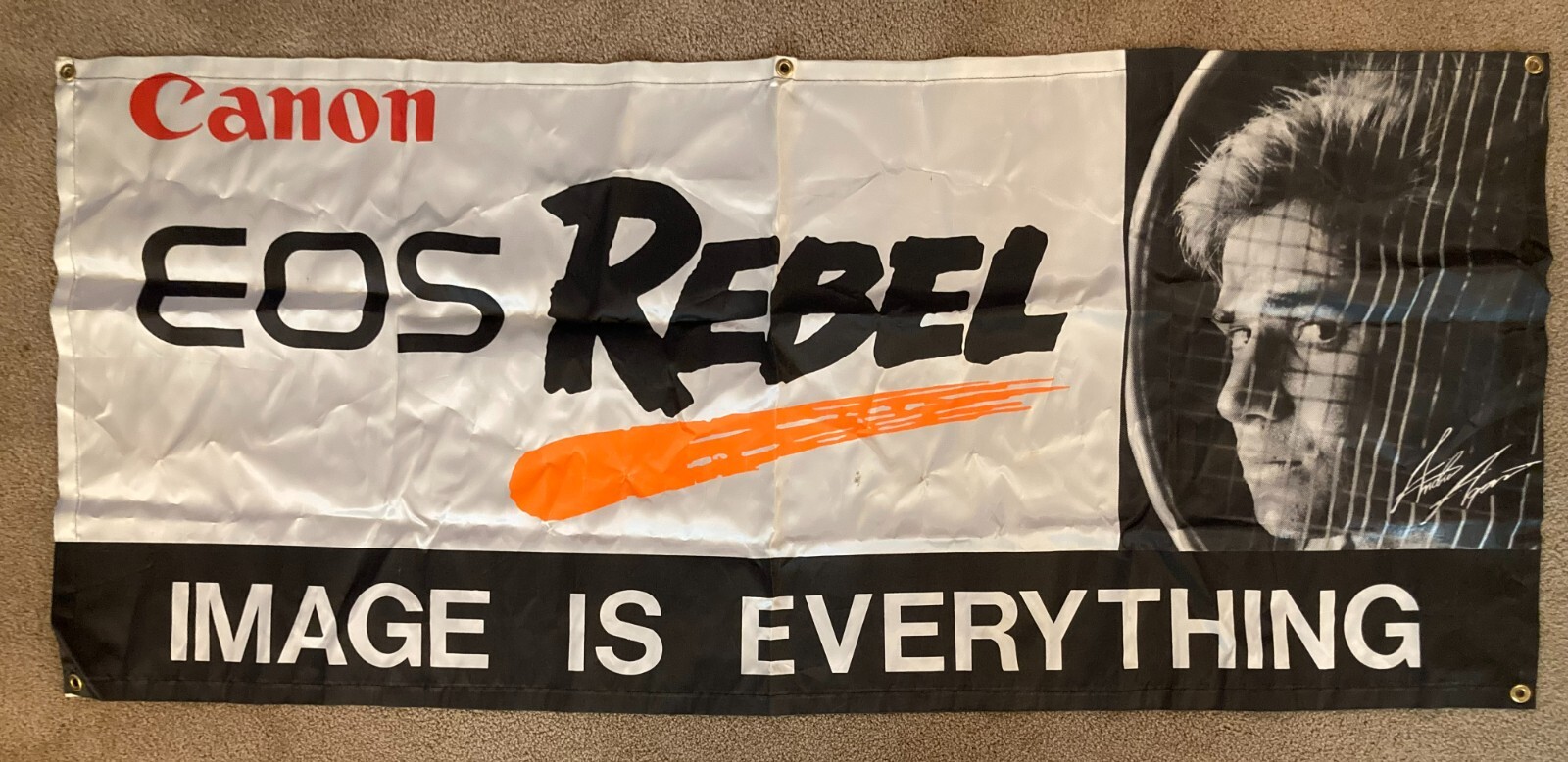 RARE! ANDRE AGASSI Canon EOS Rebel Camera Big Store Display Promo Tennis Banner