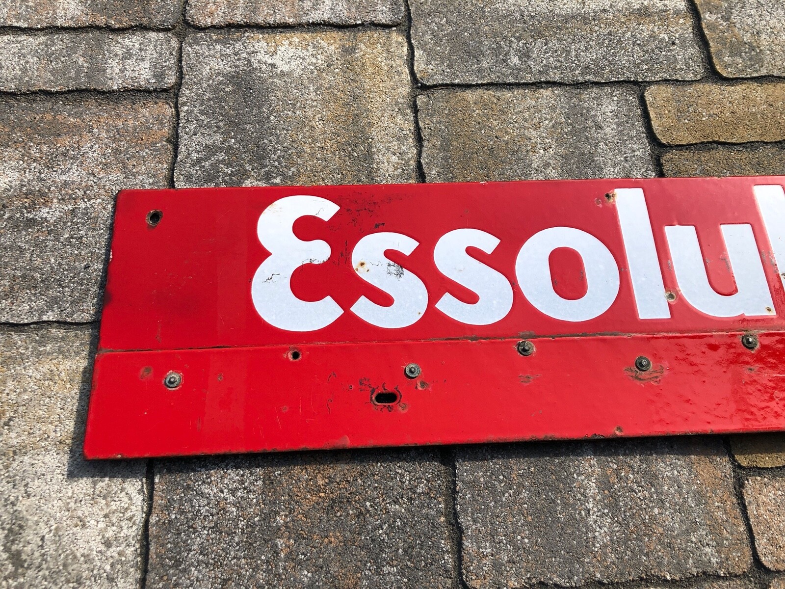 ANCIENNE PLAQUE EMAILLEE ESSO ESSOLUBE BIDON HUILE Motor Oil PUMPE TOLE OEL TOLE