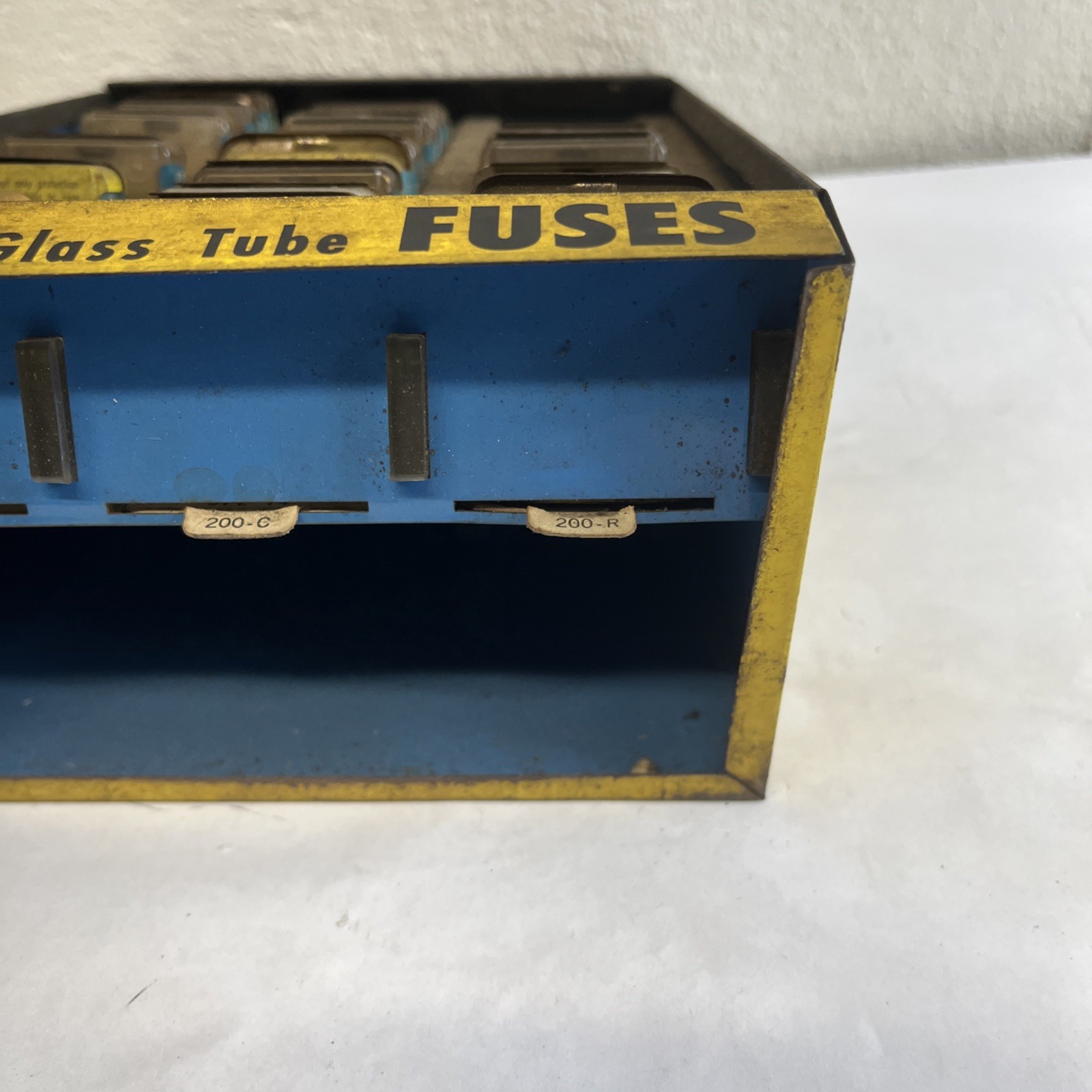 Vintage Buss Fuse Glass Tube Display Rack With A Lot Of Fuses Original No Rust