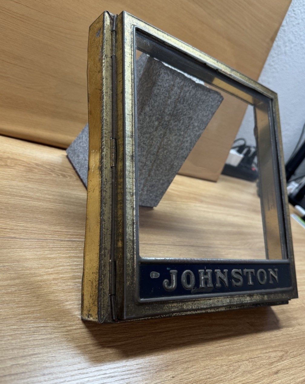 Antique Vtg Johnston Cookies Store Display Case Glass Advertising Box Cover