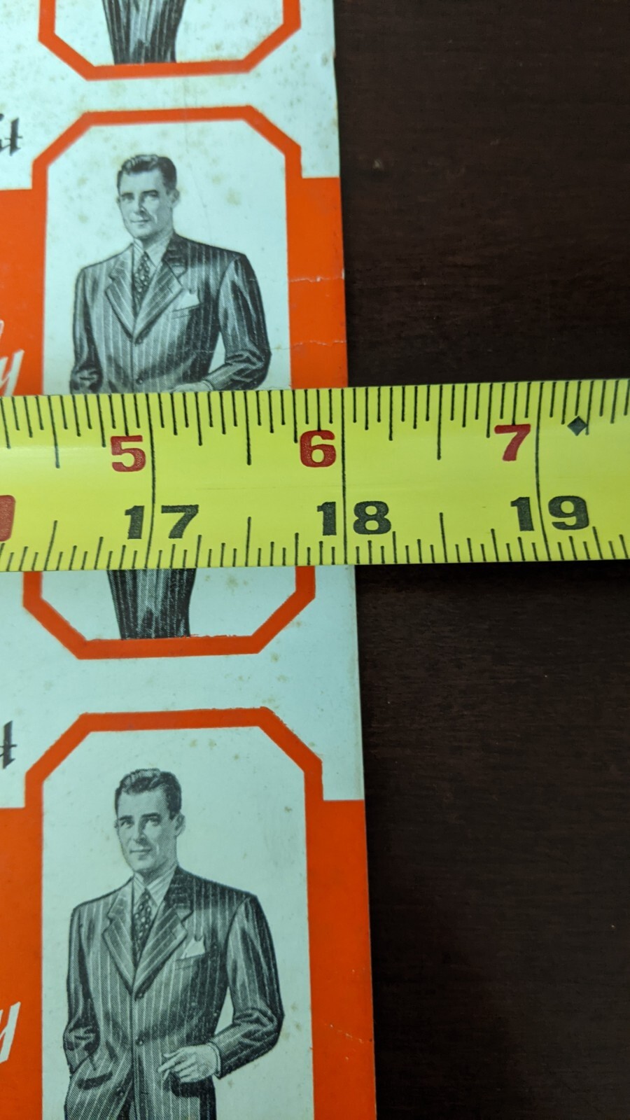 Vintage Suits Advertising Sign International Custom Clothes Cardboard 18″ long