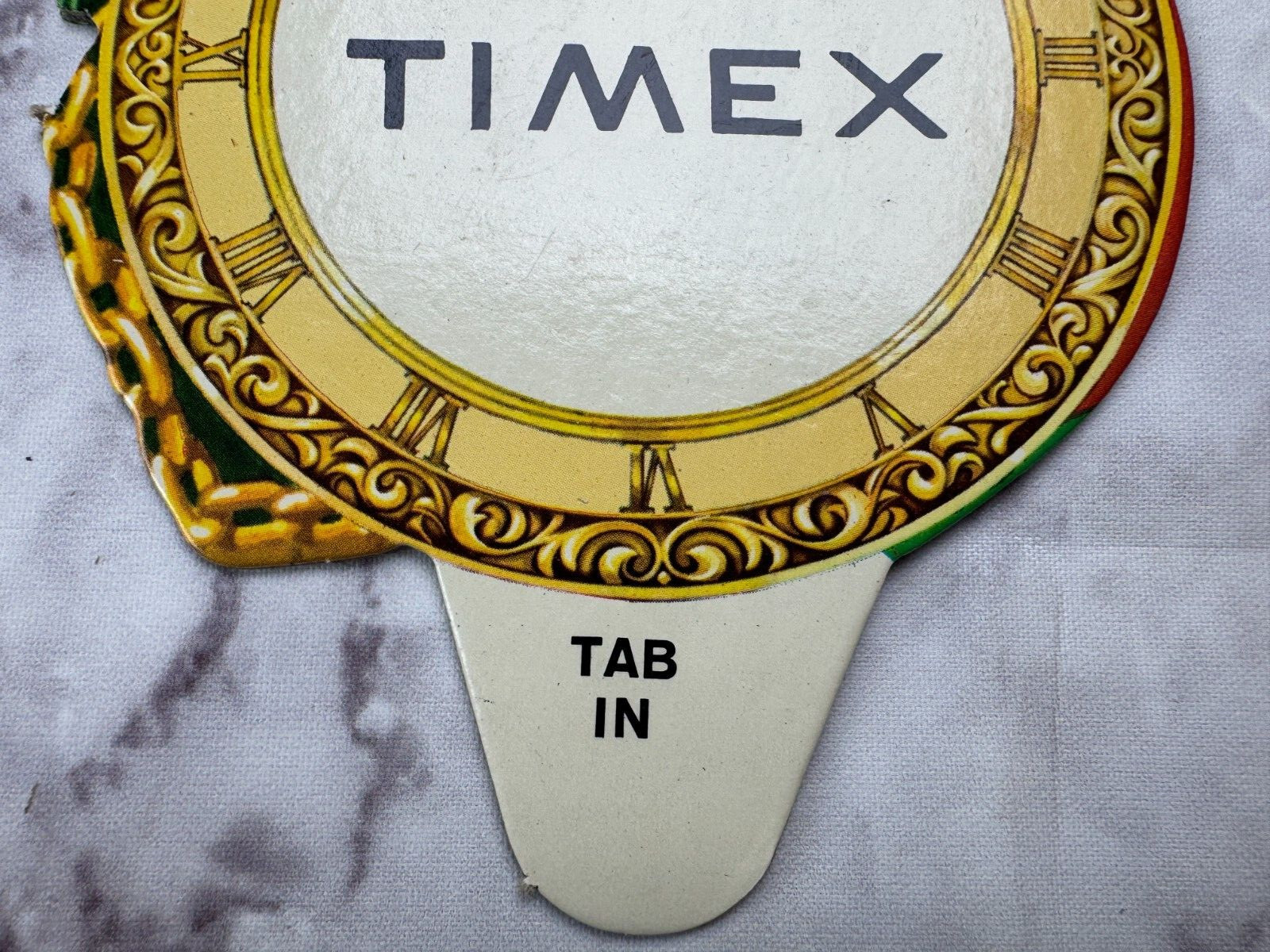 Vintage TIMEX Advertising Small Cardboard Store Display Pocket Watch Shaped
