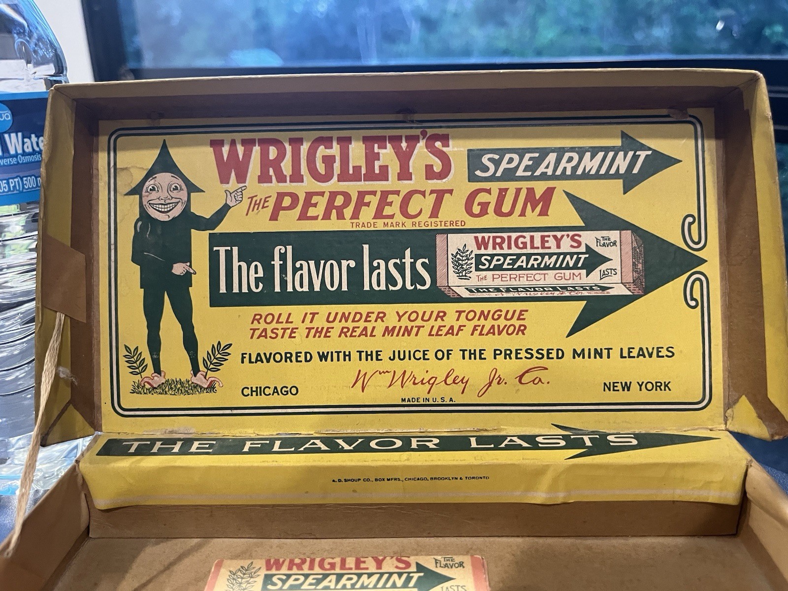 Vintage Wrigley’s Spearmint Gum Original Store Display 1920’s With 1 Display Pac