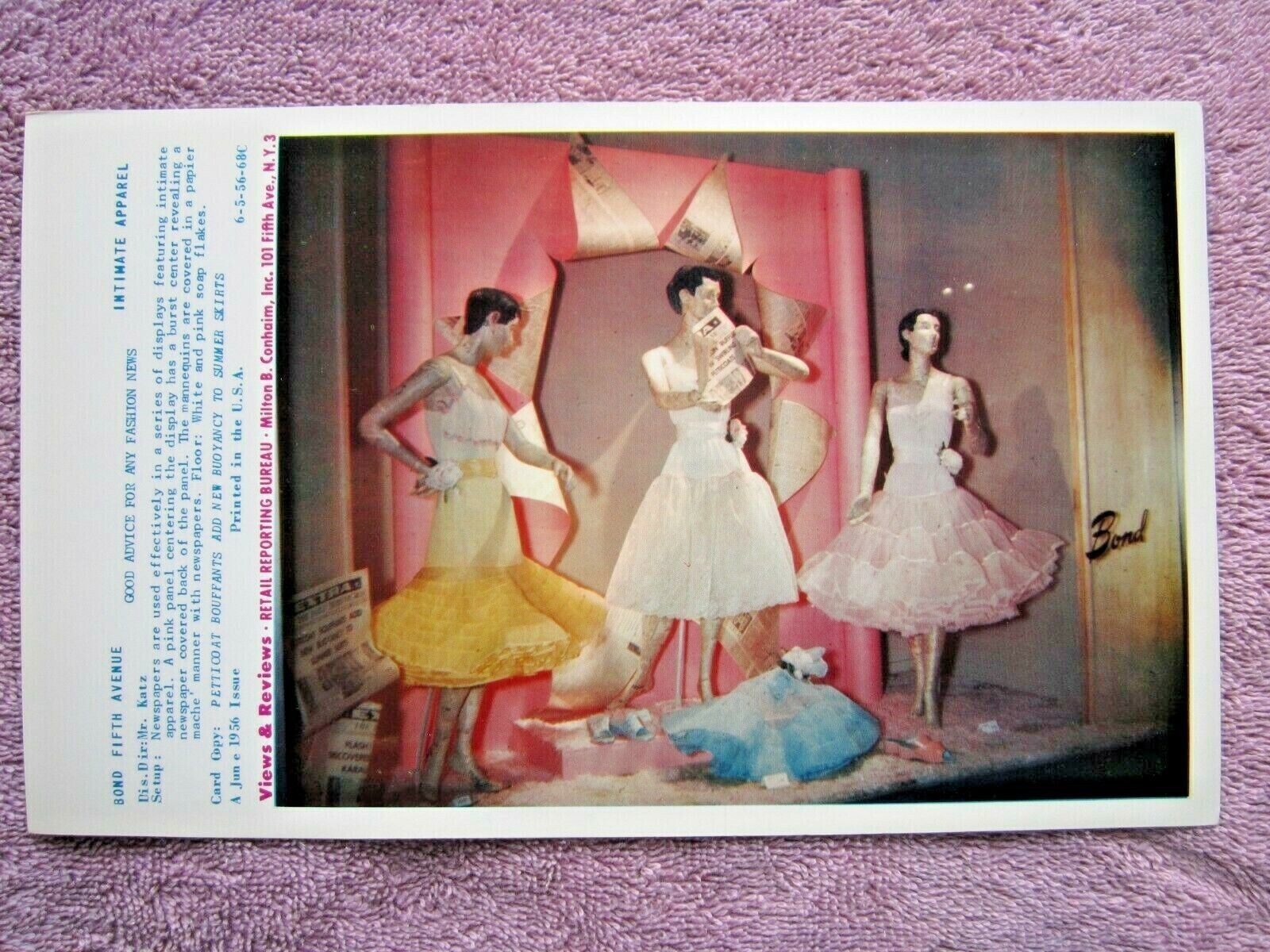 1956 BOND FIFTH AVE STORE WINDOW DISPLAY INTIMATE APPAREL PHOTOGRAPH PRINT #204