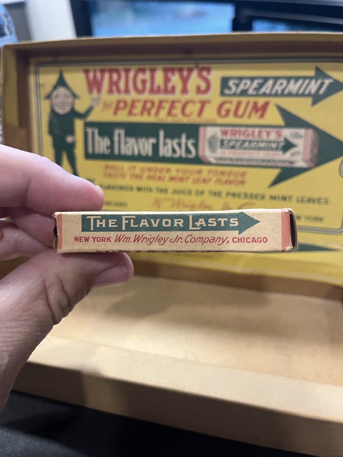 Vintage Wrigley’s Spearmint Gum Original Store Display 1920’s With 1 Display Pac
