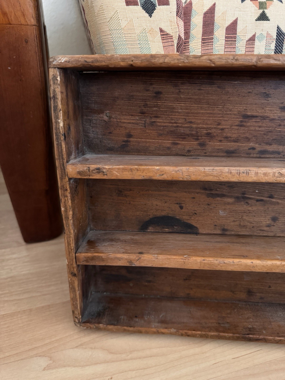 Vintage Long Wood Shelf Tray Display Case Unit Hanging Rack 30” x 10.5” Rustic