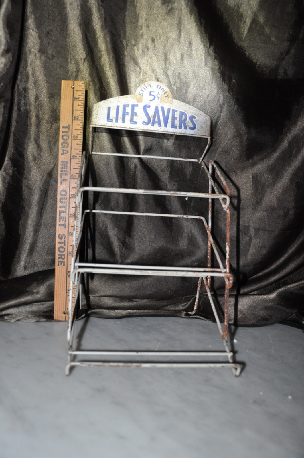 Vintage Still 5 Cents Life Savers Candy Counter Top Display Wire Rack